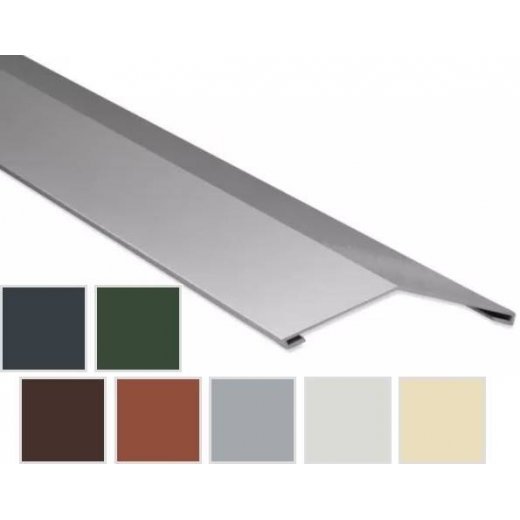 Firstblech flach - Stahl - 2000 x 145 x 145mm - 0,75mm Stärke - 25 µm Polyester - Firstblech