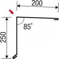 Pultabschluss - Stahl - 2000 x 200 x 250mm - 85° - 0,50mm Stärke - 60µm TTHD - Pultabschluss