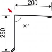 Pultabschluss - Stahl - 2000 x 200 x 250mm - 90° - 0,50mm Stärke - 60µm TTHD - Pultabschluss