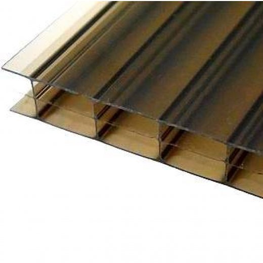 PC Dreifachstegplatte - Struktur glatt - 1200mm breite - 16mm Stärke - bronze / braun - Stegdreifachplatte VLF-SDP16PC