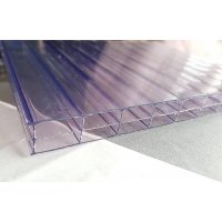 PC Dreifachstegplatte - Struktur glatt - 980mm breite - 16mm Stärke - violett / transparent - Stegdreifachplatte VLF-UltraCool 16 - klar (leicht violett)