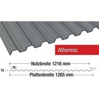 PC Lichtplatte - Struktur glatt - Trapez 76/18 - Stärke 1,1mm - Athermic / silbermetallic - PC Lichtplatten